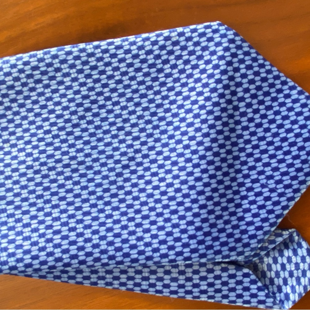 Blue and White Geometric Silk Tie